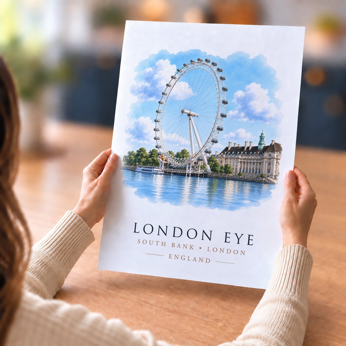 London Eye, South Bank - Vibrant Watercolour Art Print