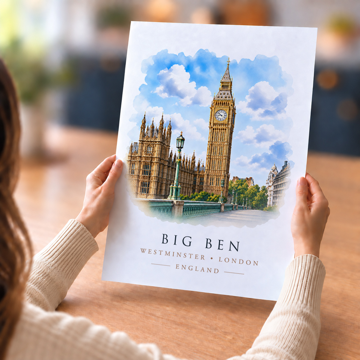 Big Ben and Westminster, London - Vibrant Watercolour Art Print
