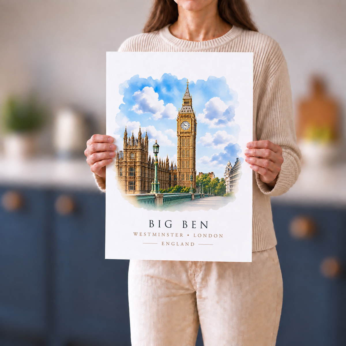 Big Ben and Westminster, London - Vibrant Watercolour Art Print