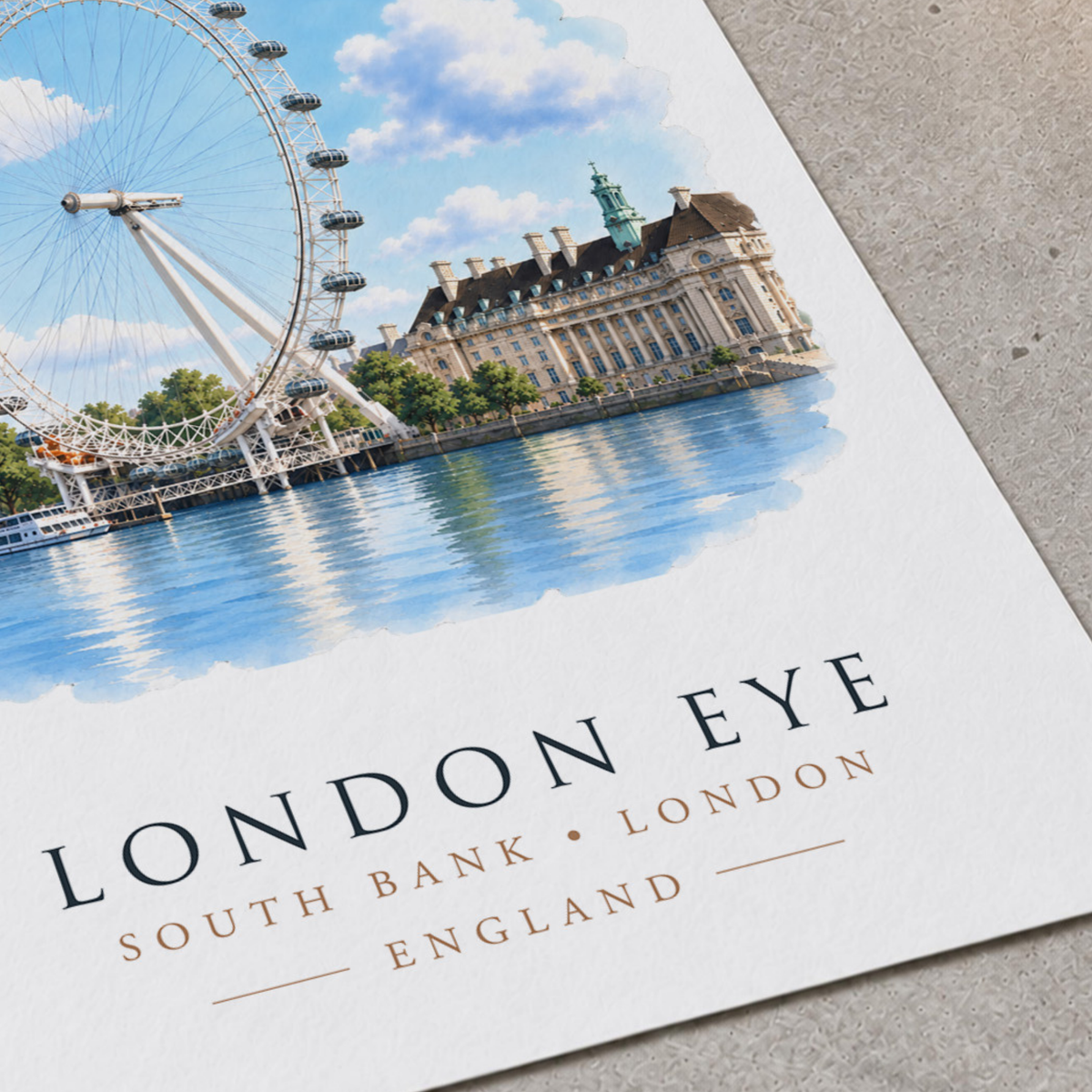 London Eye, South Bank - Vibrant Watercolour Art Print