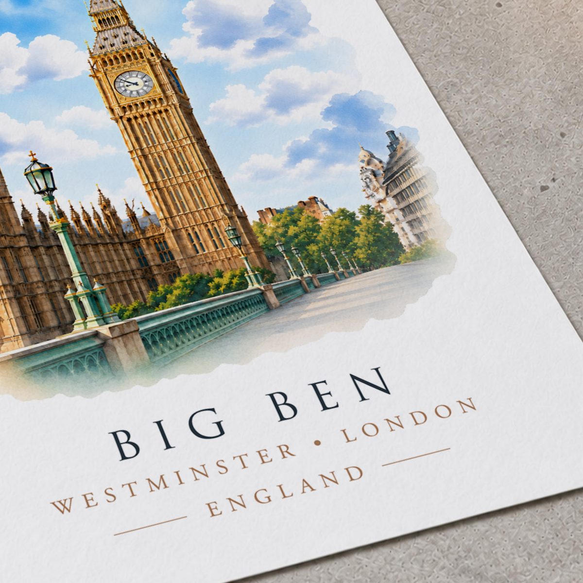 Big Ben and Westminster, London - Vibrant Watercolour Art Print