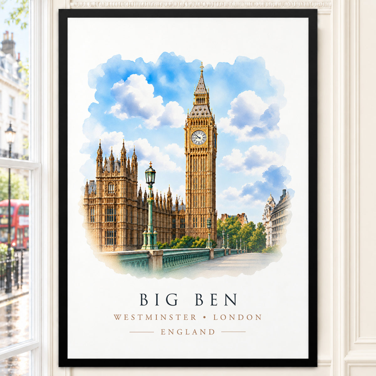 Big Ben and Westminster, London - Vibrant Watercolour Art Print