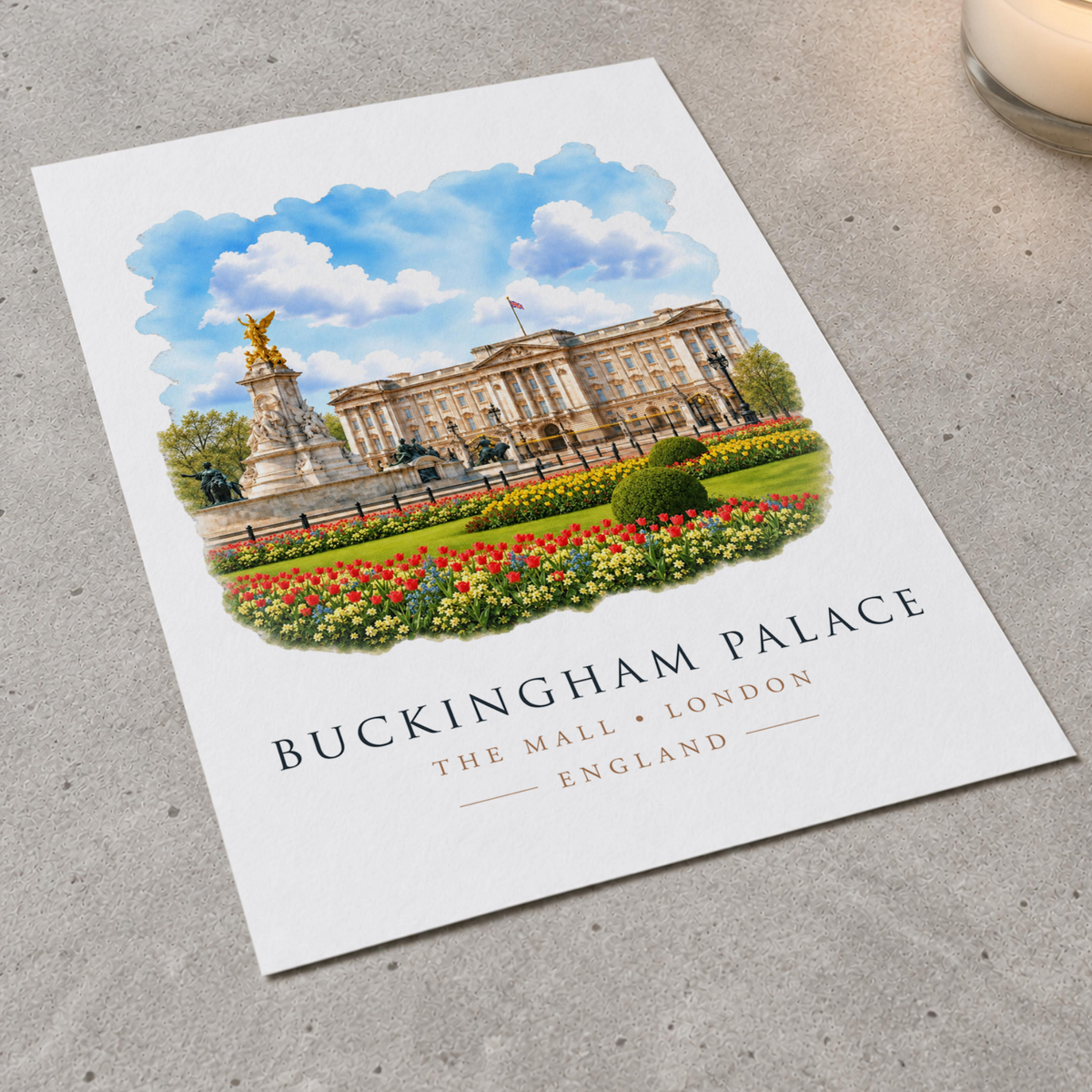 Buckingham Palace London watercolour-style art print detail