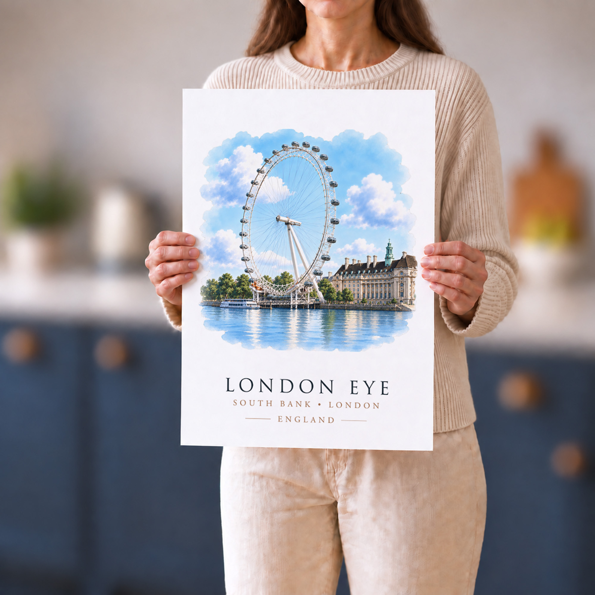 London Eye, South Bank - Vibrant Watercolour Art Print