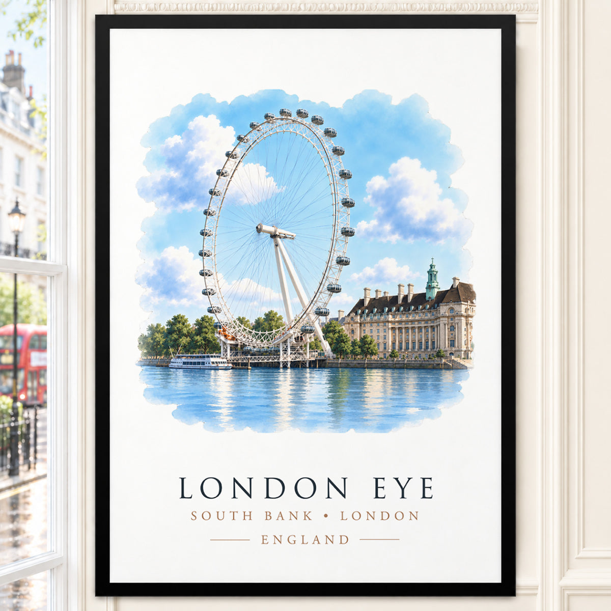 London Eye, South Bank - Vibrant Watercolour Art Print