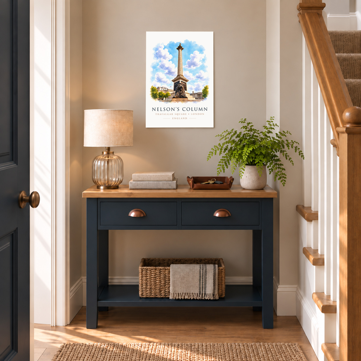 Nelson's Column unframed print displayed in a hallway