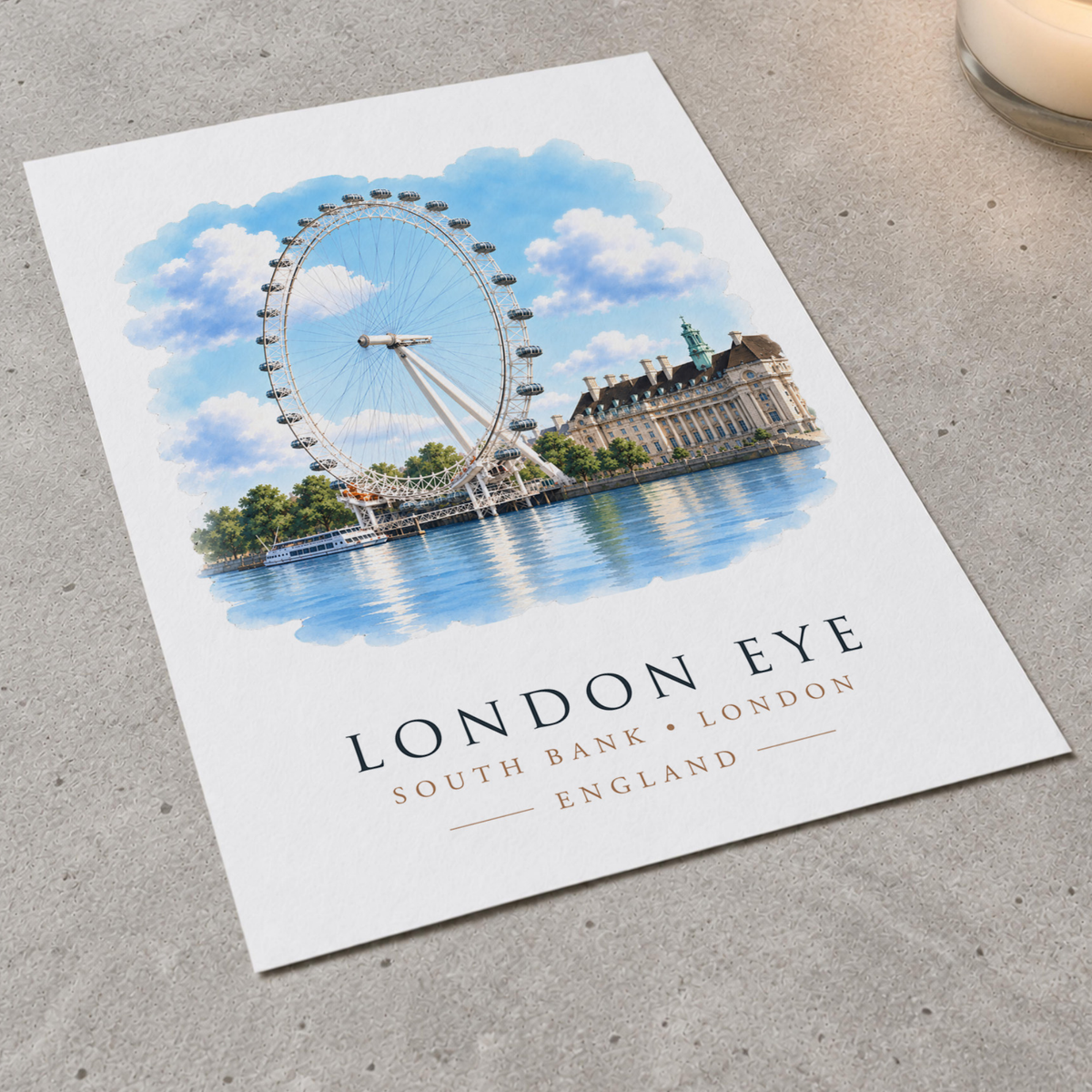 London Eye watercolour-style art print detail
